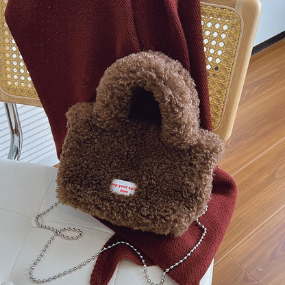 Shake Fleece Plush Bag, Women's New Stylish Single Shoulder Crossbody Bag, Plush Hand-Held Plush Bucket Bag