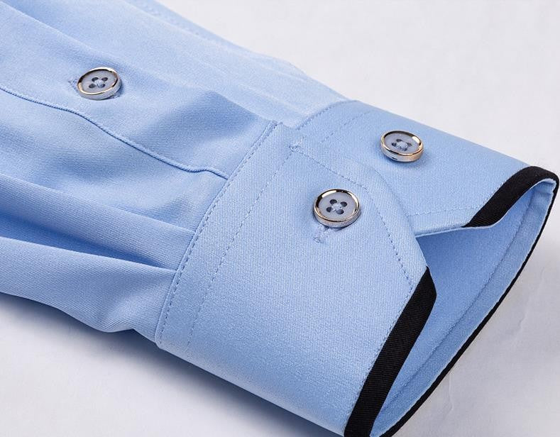 For Men's Business Dress Shirts Male Formal Button-Down Social Collar Camisa Social Elastic Anti-wrinkle Casual Men Shirt Pocket