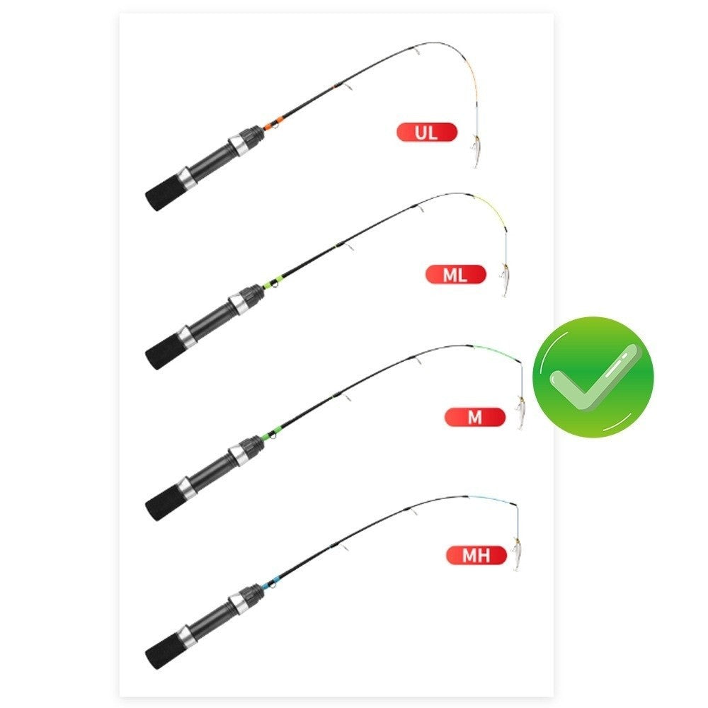 Vara de Pesca no Gelo de Inverno 2 Seções Ultraleve Design Tipo Giratório Vara de Pesca 52cm de Comprimento Vara de Pesca Ultraleve Pesca de Inverno