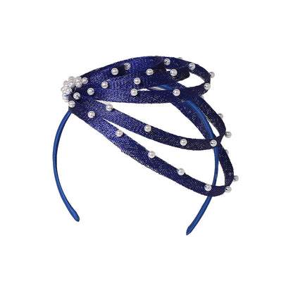 Fascinator Azul Royal com Pérolas Falsas - Elegante Toucado de Casamento, Chapéus Derby para Mulheres, Eventos de Coquetel, Chá e Igreja