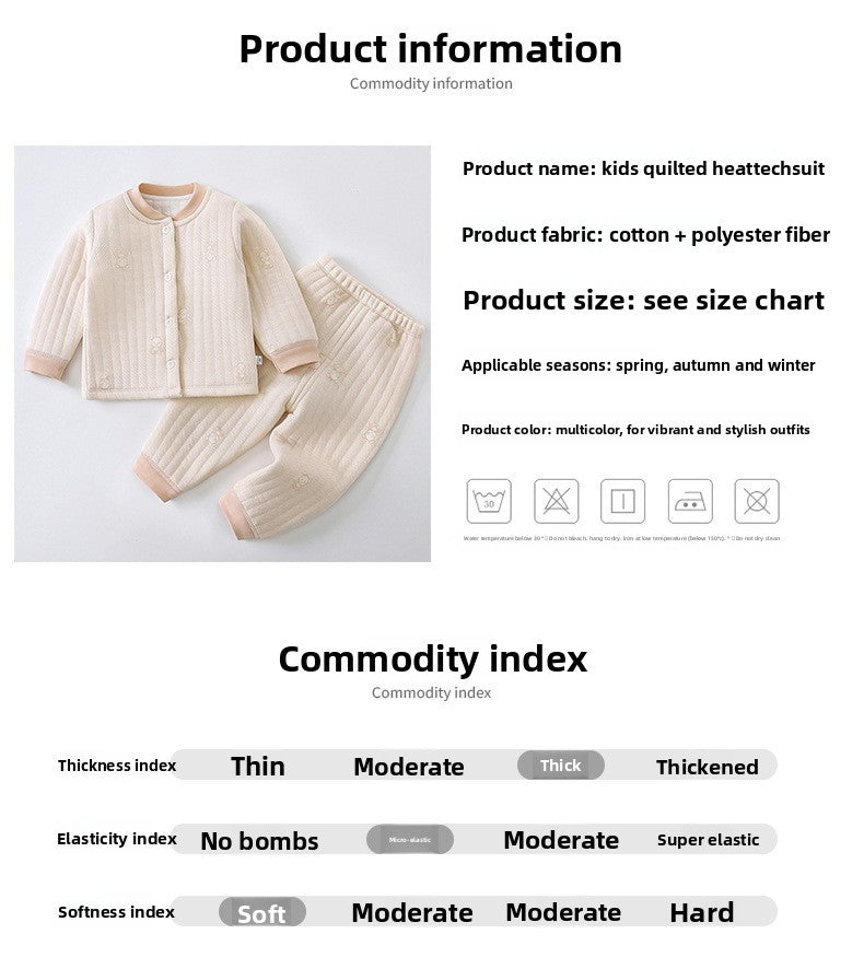 Baby Thermal Pajama Set 3-Layer Cotton Warm Winter Sleepwear Thickened Comfortable Unisex Kids Underwear Boys Girls
