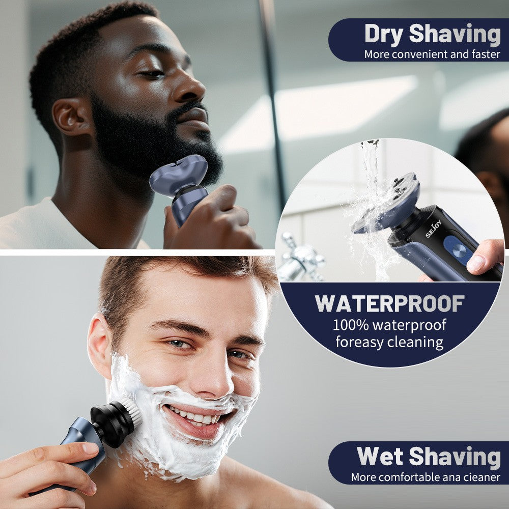 SEJOY 3 In 1 Man Shaver Electric Razor Rechargeable Triple Blade Trimmer Beard Floating Head Waterproof Hair Shaving Machine