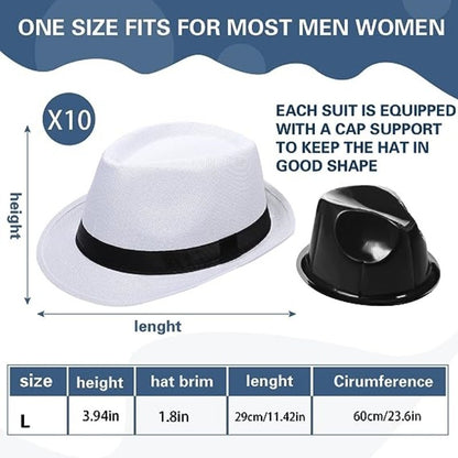 Chapéus Fedora Masculino Anos 20 com Aba Curta Pacote com 10/24 Chapéus Panamá de Sol Clássicos Pork Pie Chapéu de Verão para Mulheres Fantasia de Festa de Casamento