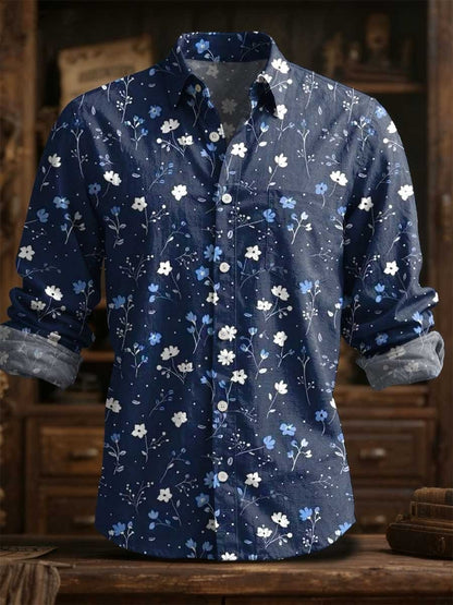 2025 men's fashionable spring and summer casual skull print long sleeved shirt suitable for daily street wear