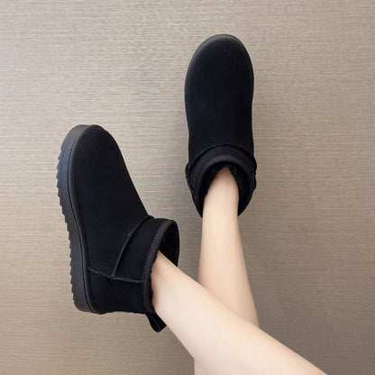 Snow Boots Women's Short Tube Thickened Cotton Shoes Non-slip Winter New Shoes Student Women's Shoes 2023 Black Boots