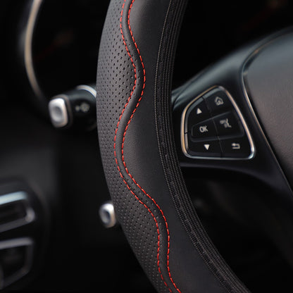 1 capa de volante de couro tipo mão de massagem estéreo em relevo sem anel interno para automóveis, cabe 14,5-15 polegadas