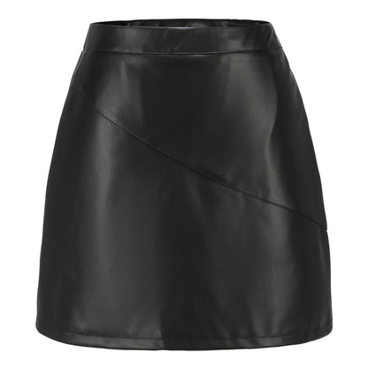 Spring and Summer New PU Leather Skirt Women's Black Elastic Women Slim Sexy Leather Skirts Brown Gray S-XXXL