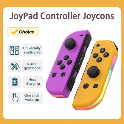 RGB LED Left & Right Joypad for NS Switch Controller BT 5.2 Joy-Con Gamepads Joystick with Dual Vibration for Switch/Lite/Oled