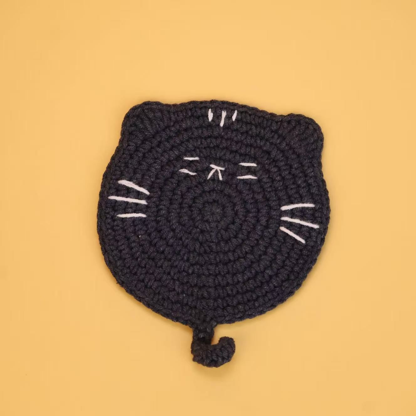 Funny Crochet Animal Coaster Finished Handwoven Coaster Coffee Cup Decor Gift