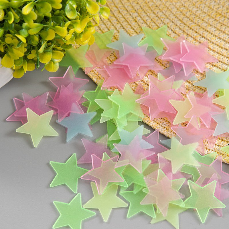 100pcs Luminous Wall Stickers Stars shine in the dark Sticker Decals for Kids Baby rooms Colorful Fluorescent Stickers Home deco