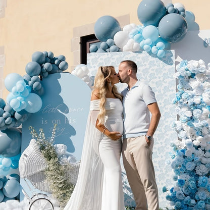 A Set of 32 Light Blue Balloons 10-inch Sand White Light Blue and White Balloons for Wedding Celebrations Gender Reveal Party