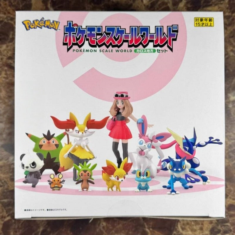 Bonecos Bandai Pokémon Scale World Região Kalos - Serena, Chespin, Quilladin, Greninja, Braixen, Pancham Brinquedo Colecionável de Presente