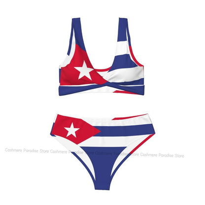 The Push-Up Cuba Flag Sexy Bikini Women Swimwear Female Swimsuit Swimming Bathing