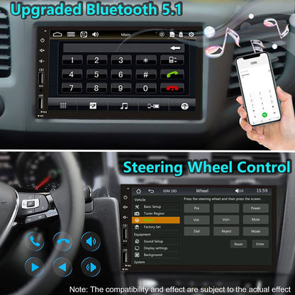 Leadfan 7 polegadas Tela Touchscreen Som Automotivo 2 Din CarPlay Android Auto Player de Vídeo para Carro com Câmera de Painel e Câmera de Ré BT FM 2USB