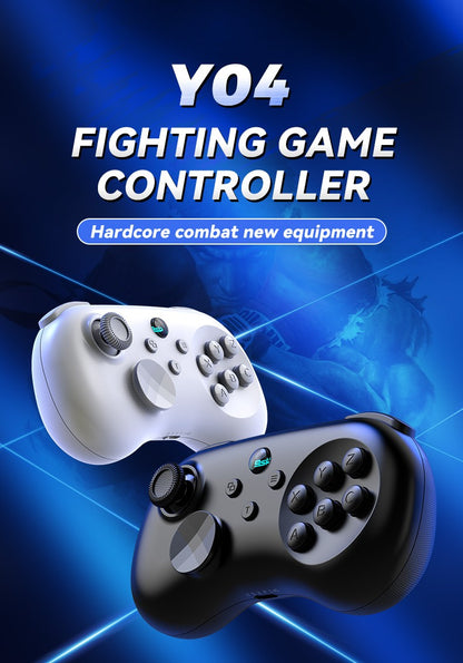 Y04 Game Controller 6-key Fighting Game Controller with Adjustable Height Hall Joystick Supporting PC/IOS/Switch/Android