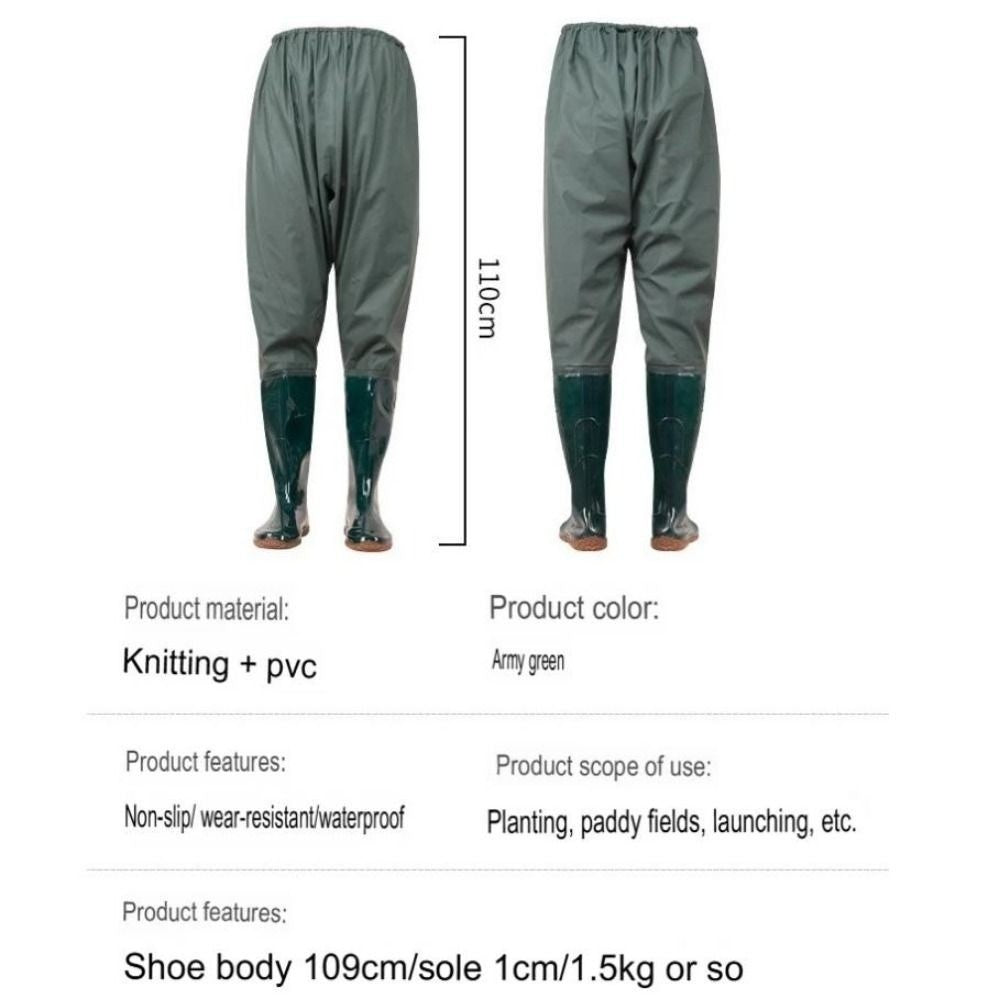 Calça Plástica de PVC para Transplante, Botas de Pesca Impermeáveis Antiderrapantes com Cano Alto, 10 Tamanhos
