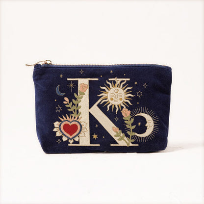 Velvet Handbag Vintage Printed Letter Pattern Makeup Bag