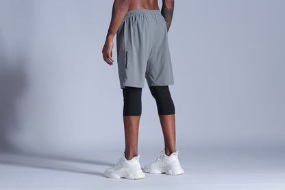 2 in 1 Compression Pants Mens basketball shorts Leggings sport Running Shorts High Elastic Dry Fit Training Tights Jogging Pants