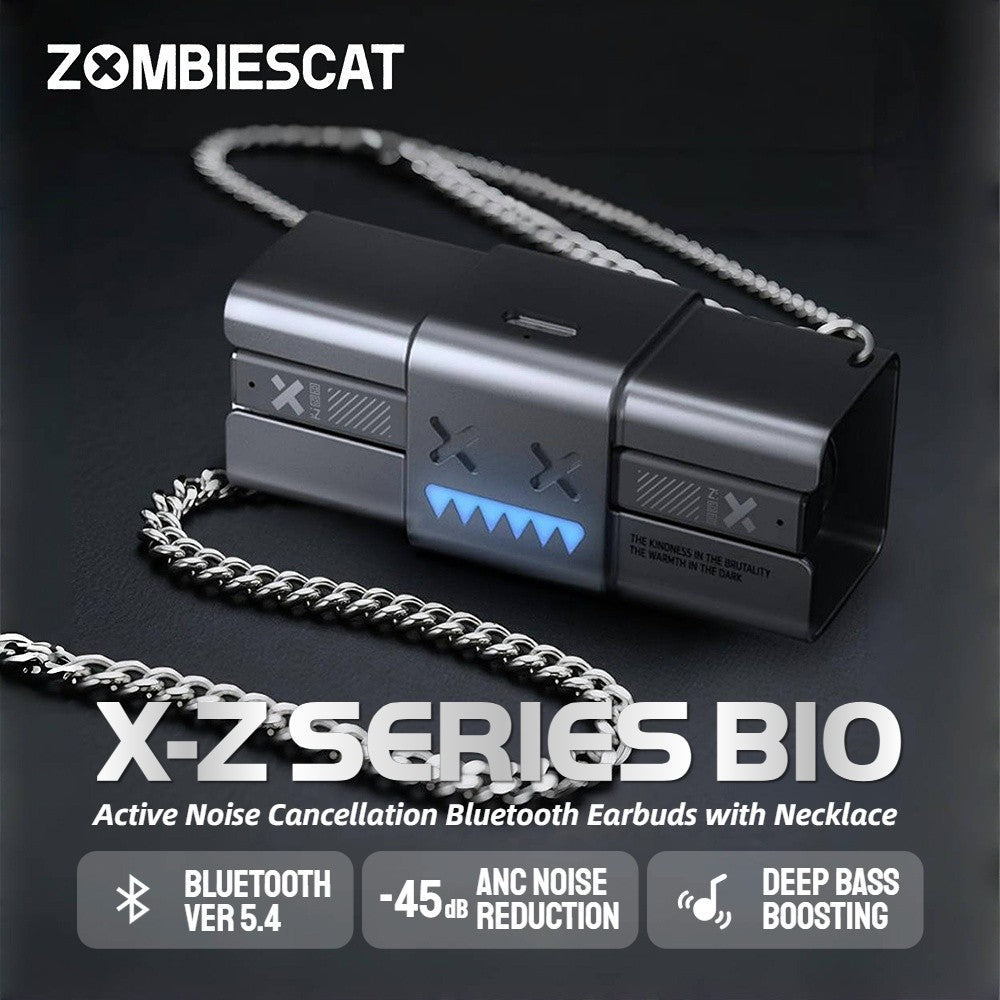 Zombiescat B10 -45dB ANC Earbuds Necklace Design Bluetooth 5.4 Earphone Boost Deep Bass Headphone with Active Noise Cancellation