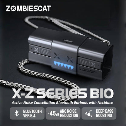 Zombiescat B10 -45dB ANC Earbuds Necklace Design Bluetooth 5.4 Earphone Boost Deep Bass Headphone with Active Noise Cancellation
