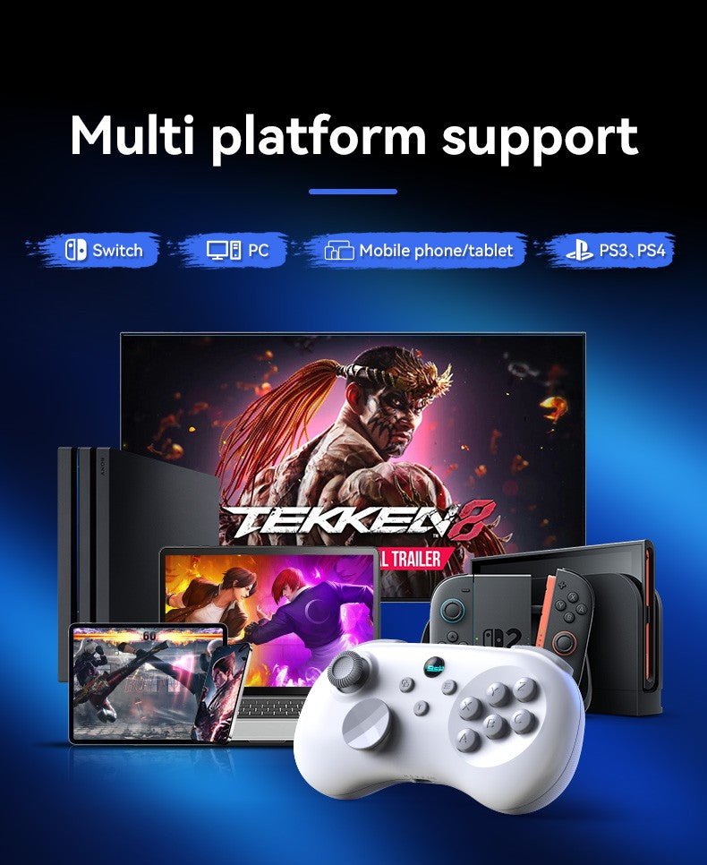 Y04 Game Controller 6-key Fighting Game Controller with Adjustable Height Hall Joystick Supporting PC/IOS/Switch/Android