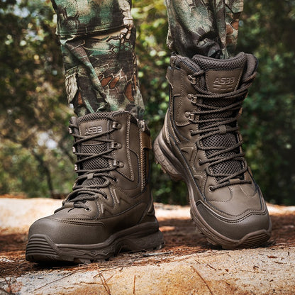 Botas masculinas de caminhada, combate ao ar livre, táticas casuais, versáteis e da moda