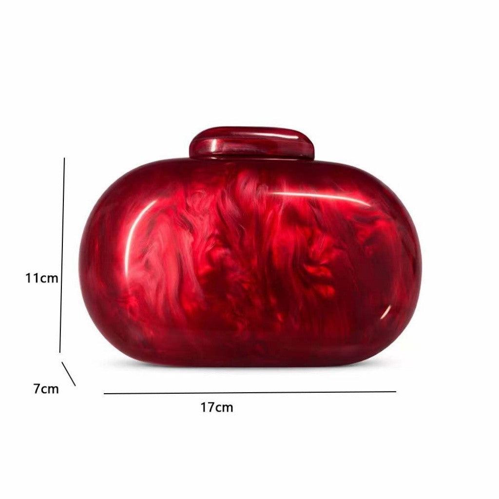 Women's Oval Shell Goose Egg Acrylic Clutch Bag Ladies Shoulder Crossbody Handbag with Chain Magnetic Buckle Closure Mini Purses