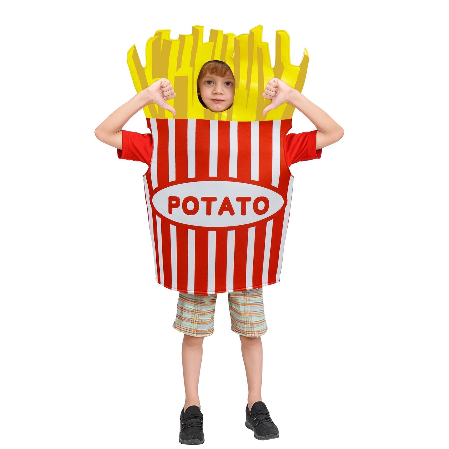 French Fries Costume Cosplay Kid Funny Chocolate Salad Dress Sponge Costumes Boy Girl Snack Club Carnival Fancy Dress Up Outfit