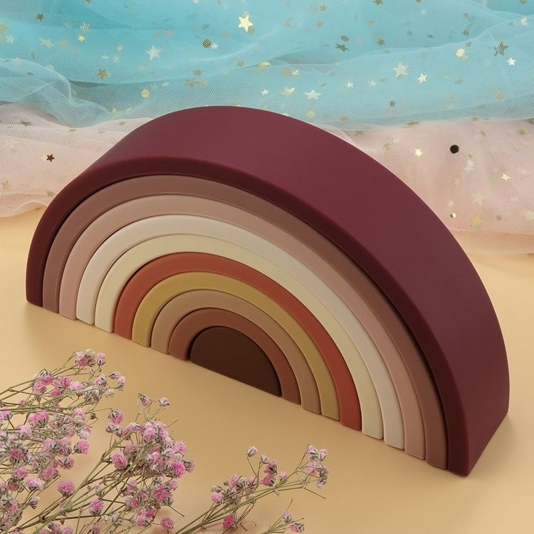 10Pcs/Set Baby Silicone Building Block BPA Free Rainbow Soft Block 3D Educational Montessori Stacking Toys Baby Teether Gift