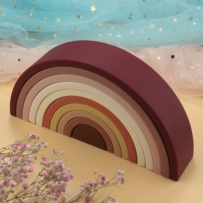 10Pcs/Set Baby Silicone Building Block BPA Free Rainbow Soft Block 3D Educational Montessori Stacking Toys Baby Teether Gift