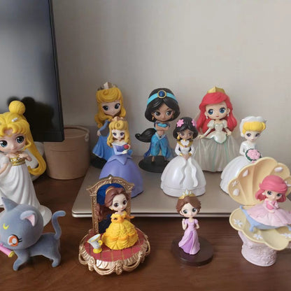 Bandai Disney A Pequena Sereia Anime Qposket Personagens Ariel Linha Glitter Boneco de Ação Modelo Colecionável Brinquedos Presente de Aniversário