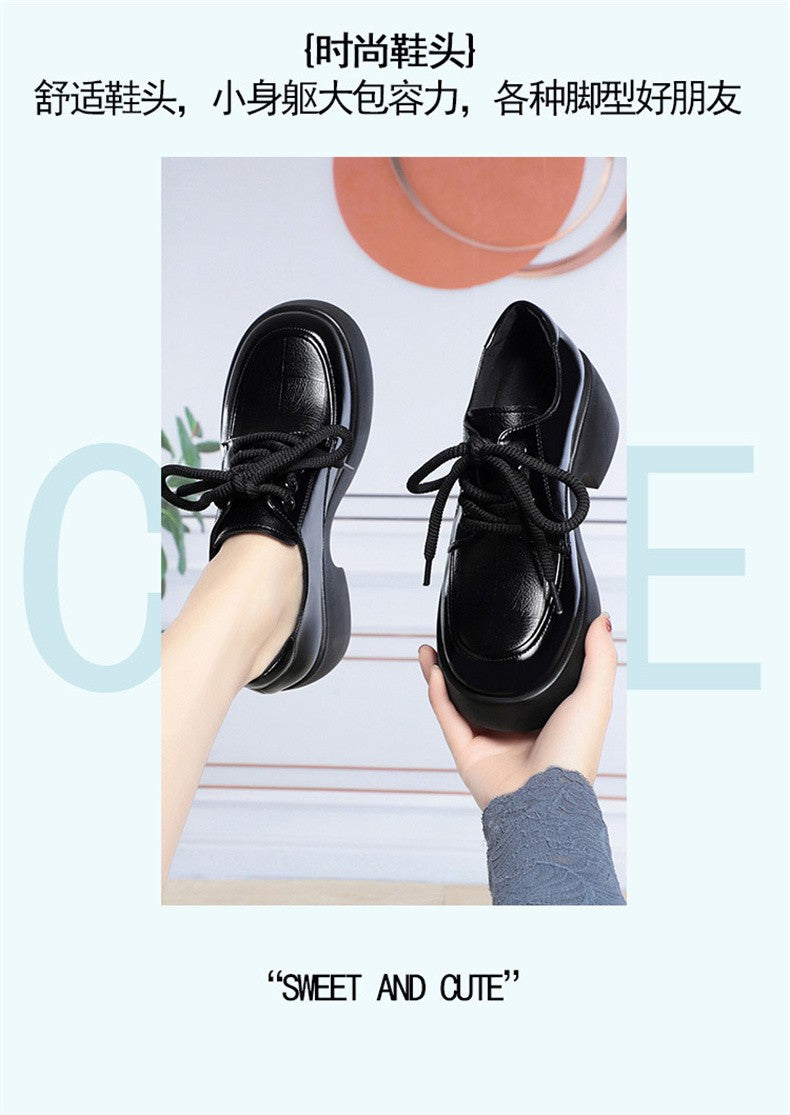 Soft Leather Uniform Shoes Female British Girl Japanese Wild Black Retro Mary Jane Shoes Lolita Platform Shoes Low Anti-slip