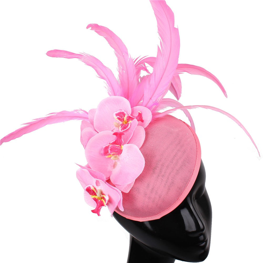 Fascinator Elegante de Lavanda com Flor Amarela Chapéu Derby para Senhora Chapéus de Igreja em Sinamay Fedora de Aba Larga Chapéu para Casamento Festa Vestido XMF320