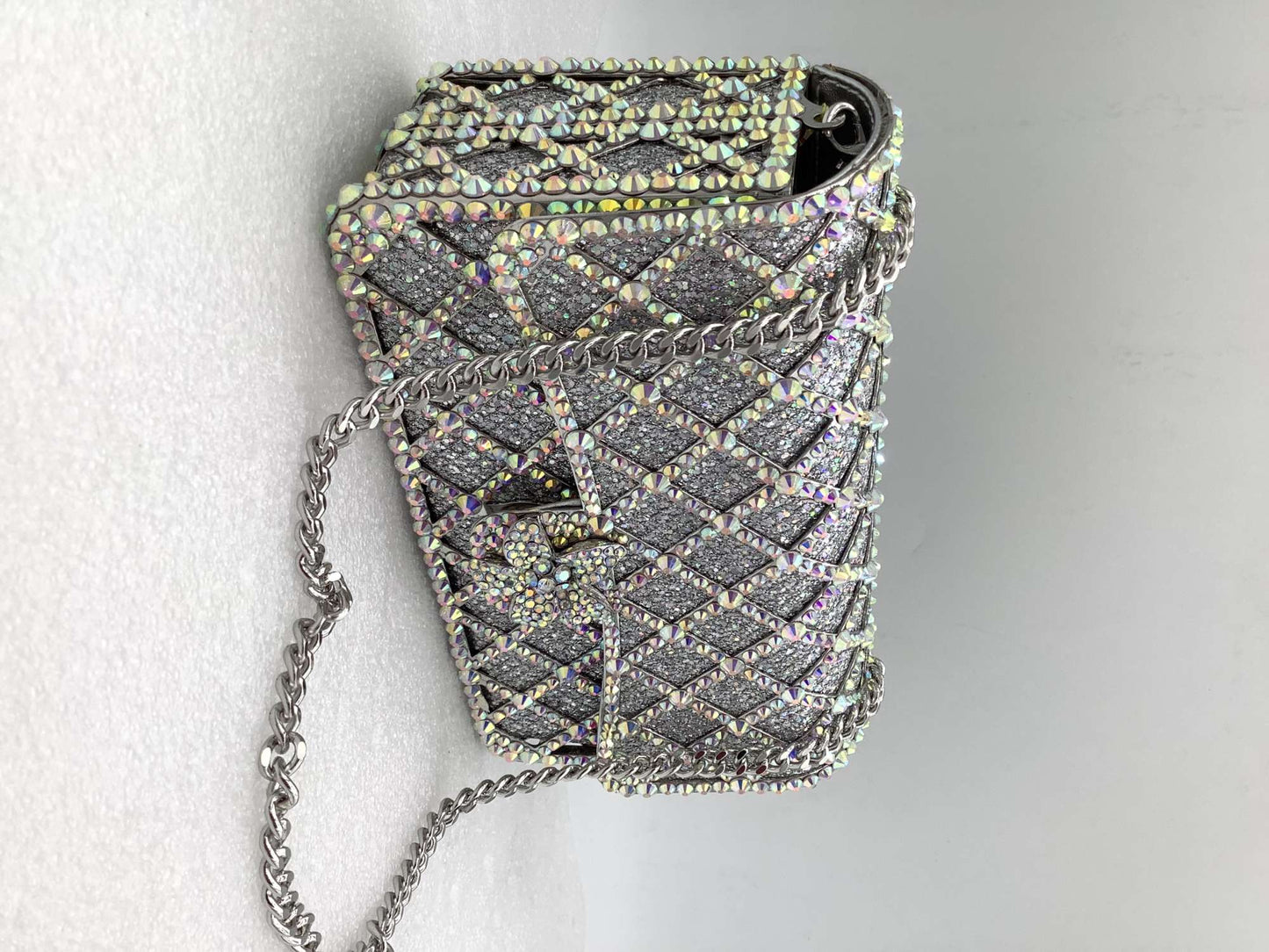 XIYUAN Women Orange/Blue/Silver/Green Jewels Long Chain Messenger Bags Party Wedding Diamonds Handbags Gems Shoulder Bag Wedding