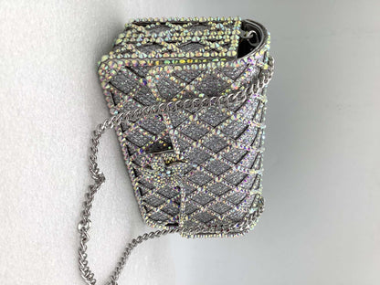 XIYUAN Women Orange/Blue/Silver/Green Jewels Long Chain Messenger Bags Party Wedding Diamonds Handbags Gems Shoulder Bag Wedding