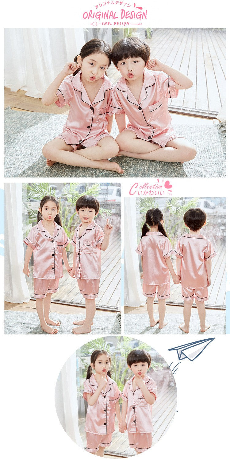 Girls Christmas Pajamas Children's Satin Silk Pajama Sets Girl Pink Satin Homewear Nightwear Loungewear Kids Clothes For 3-14Yrs