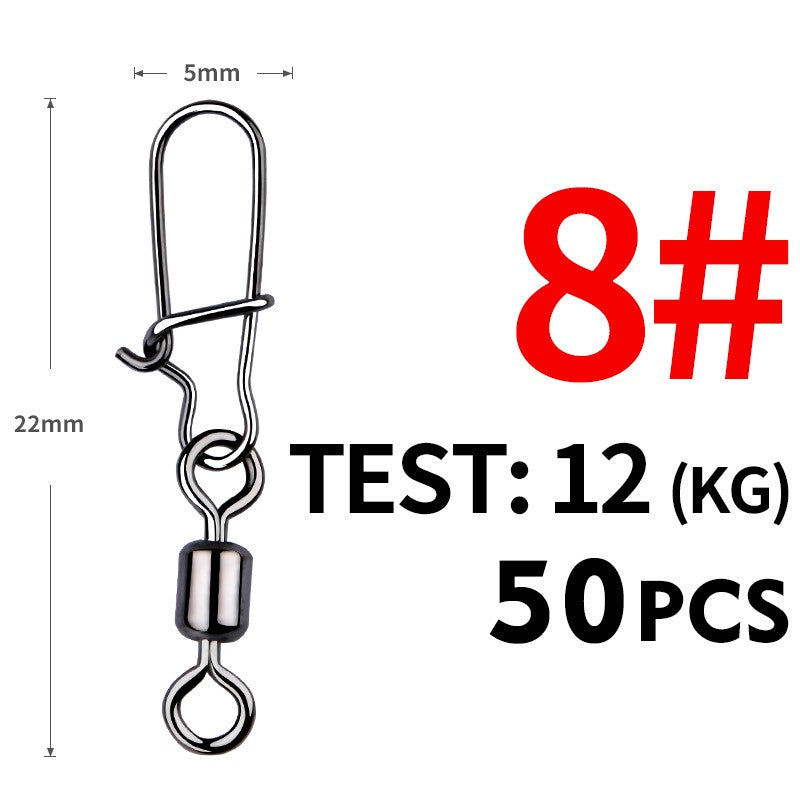 MEREDITH 50 PEÇAS Acessórios para Pesca de Lucio Conector Giratório de Rolamento Pino de Aço Inoxidável Snap Anzóis Isca Giradores Equipamento de Pesca