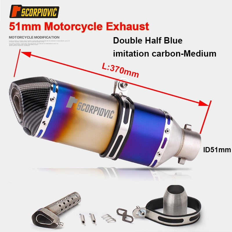 Universal Motorcycle 51mm Exhaust Pipe Carbon Fiber Muffler Exhaust Pipe db Killer Length300mm/ 370mm/ 470mm Multicolour Exhaust