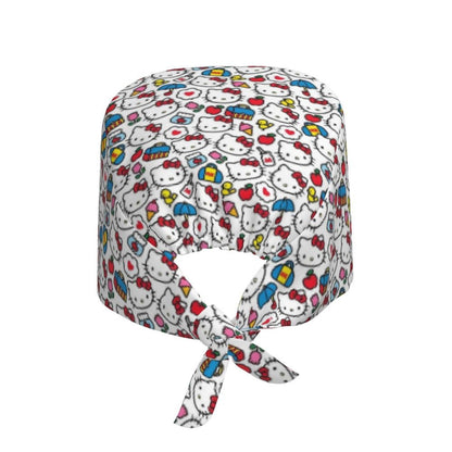 Custom Hello Kitty Medical Staff Scrubs Hat Women Men Cartoon Chara For Chef Hat Scrub Caps