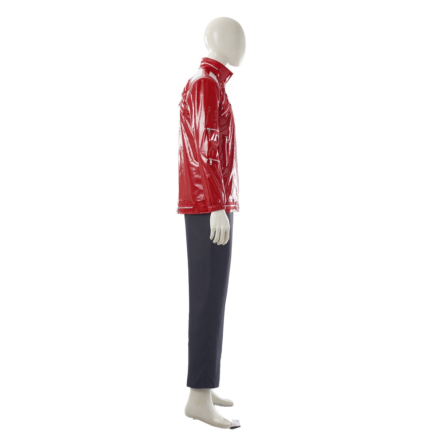 Red Zipper Michael Jackson MJ Beat It Jacket for Impersonators PU Leather Punk Casual Coat Halloween Stage Christmas Outwear Cos