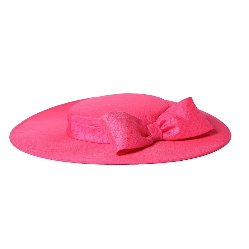 FS Elegante Chapéu de Aba Larga Marfim Feminino Grande Laço Ocasião Formal Kentucky Boné Feminino Casamento Coquetel Festa Fedora de Topo Reto 2024
