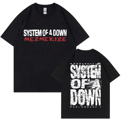 Summer men's Rock System of A Down Mezmerize band album print T-shirt Vintage alternative metal music Harajuku short sleeve