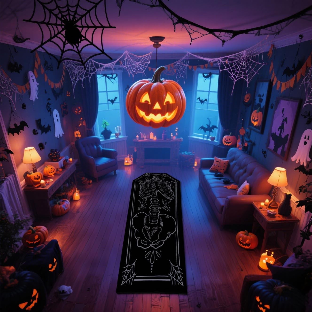 VIKAMA Halloween Gothic Coffin Rug - Soft and Comfortable for Living Room and Bedroom - Horror Theme Home Decoration