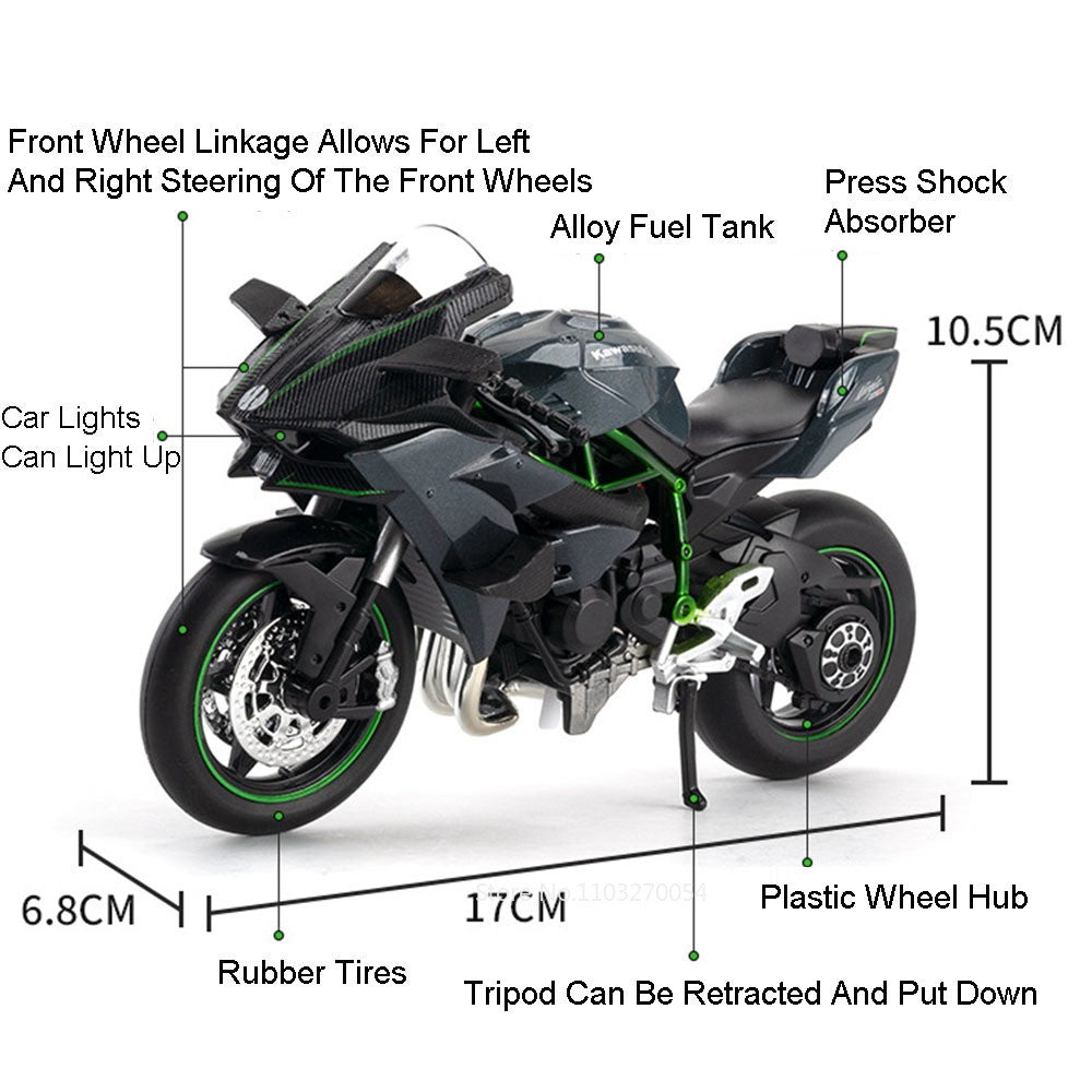 1:12 Kawasaki H2R BWM S1000RR Liga Motocicleta Brinquedos Diecast Carro em Miniatura Direção Roda Dianteira Moto Presente de Natal Crianças