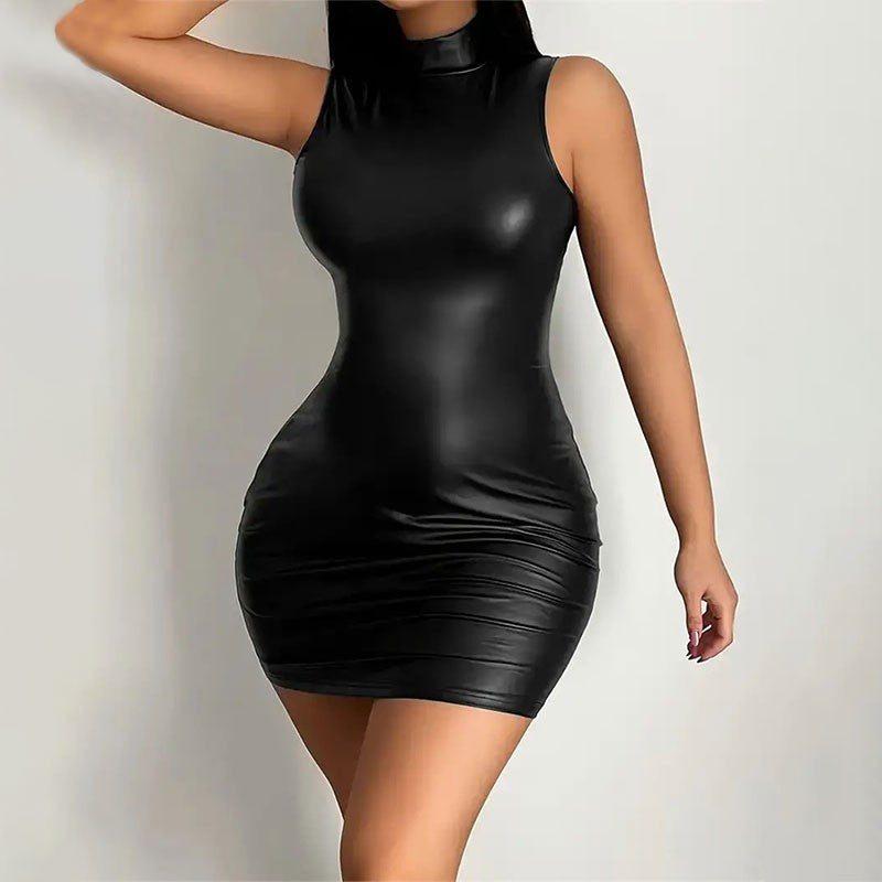 Party Bodycon Lady s Solid Color Dress Sexy Sleeveless Slim Elastic Package Hip