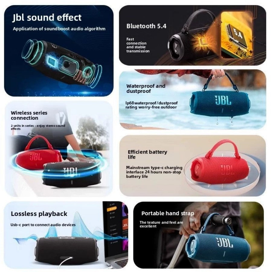 JBL CHARGE6 Versão Hong Kong 80 Novo Alto-falante Portátil Remanufaturado BT5.3 24H de Reprodução IP67 Powerbank Graves Profundos para Viagens ao Ar Livre