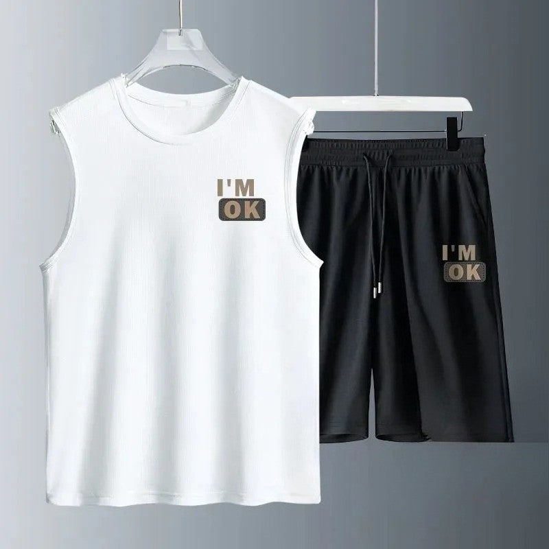 2024 Summer Men Clothing Harajuku Breathable fashion Sportswear Basketball suit casual short-sleeved T-shirt + shorts 2-piece