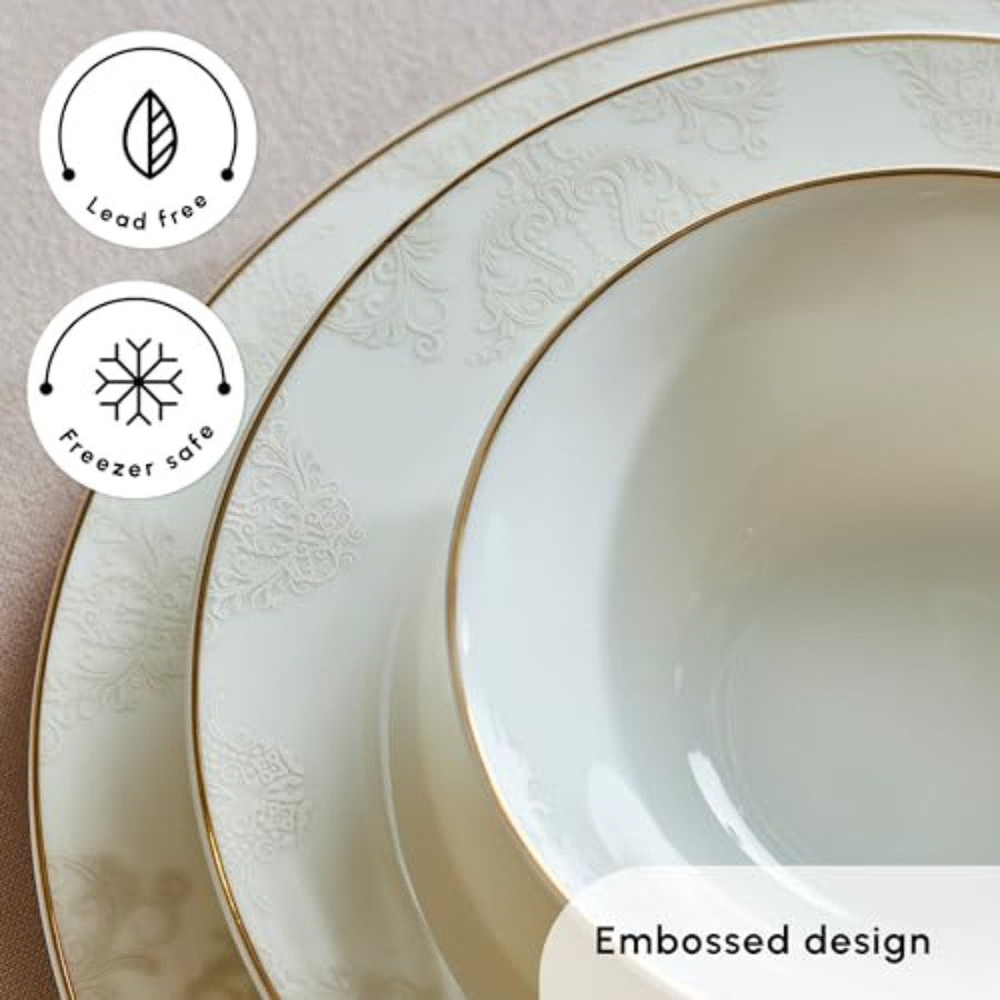 Siena 53Piece Porcelain Plates and Bowls Set with Dinner and Dessert Plates Shakers Bone China Dishware Sets Kitchen Dinnerware