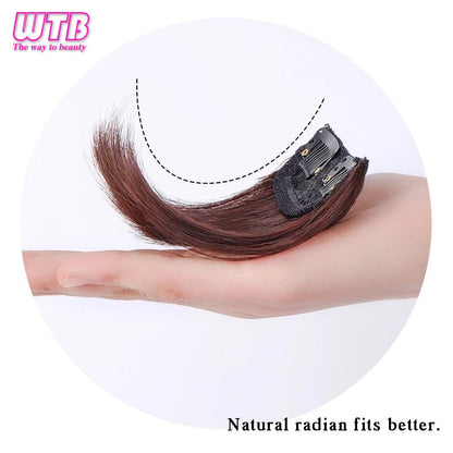 Almofadas de cabelo sintéticas invisíveis sem costura, clipe de uma peça com 2 clipes, aumentam o volume do cabelo, extensões de cabelo, aplique de cobertura superior lateral