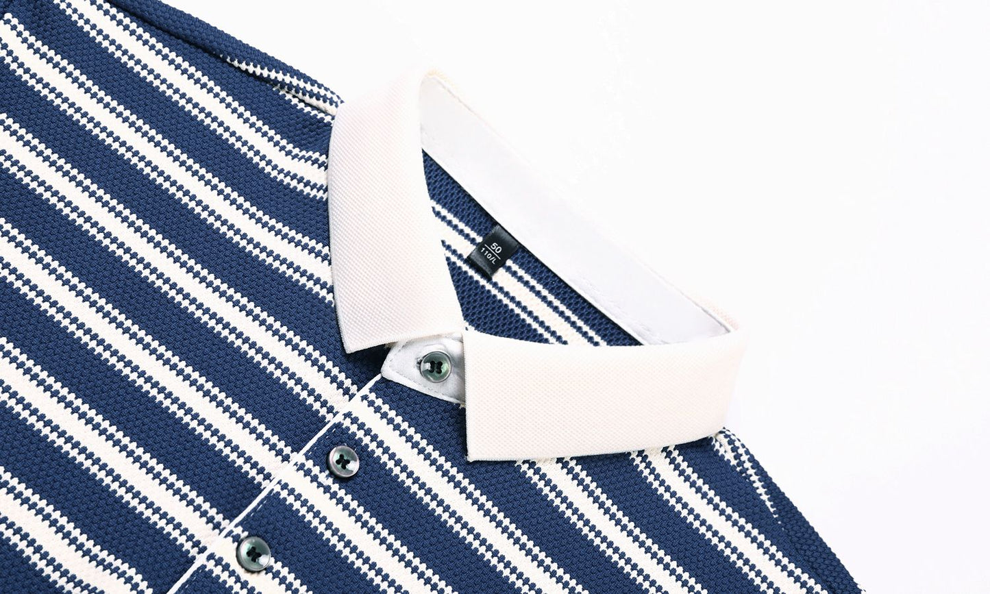 Original Quality Men's Polo Shirt Stripe Cartoon Embroid Short Sleeve Summer Exquisite Lapel T-Shirt Business Trend Menswear Top